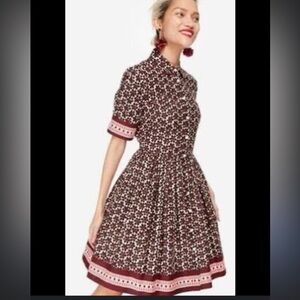 Kate Spade Size 2 Tile Shirt Dress Fit & Flare Pockets Cotton Poplin Stretch